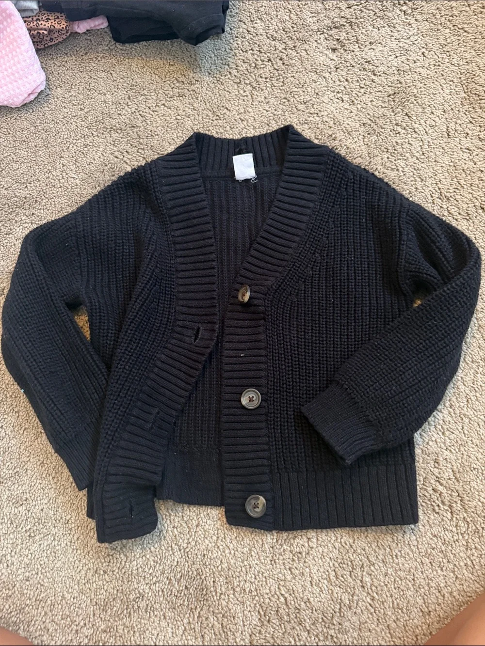 GAP Black Knit Button-Up Kids Cardigan